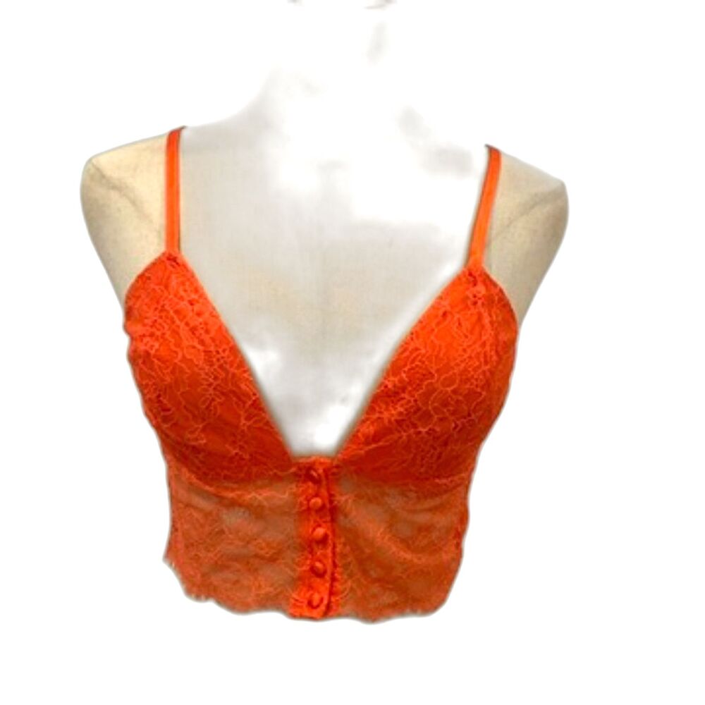 Ladaire Serena Living Coral Lace Buster Top Bralette Button Front XS NEW $98